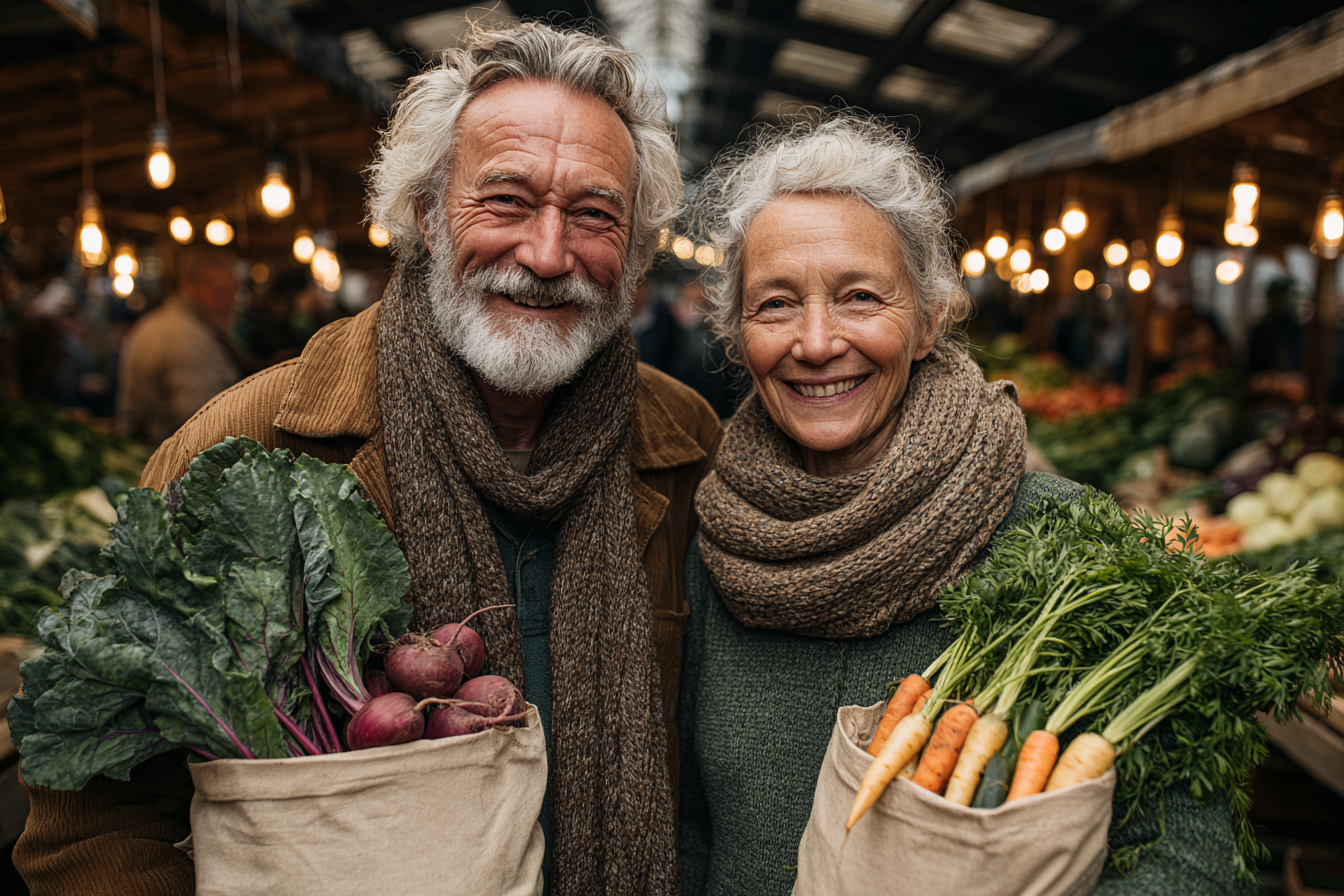 Senior couple enjoying healthy meal together